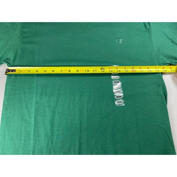 Champion Mens Green Crewneck T-Shirt Medium Cotton Short Sleeve Casual Wear - Picture 3 of 12
